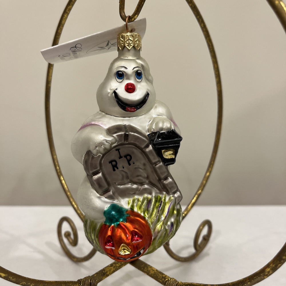 1999 CHRISTOPHER RADKO "FRIGHT D'LIGHT" Ghost Pumpkin HALLOWEEN ORNAMENT New NOS